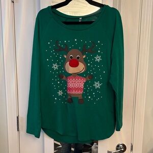 Green Reindeer Christmas Sweater